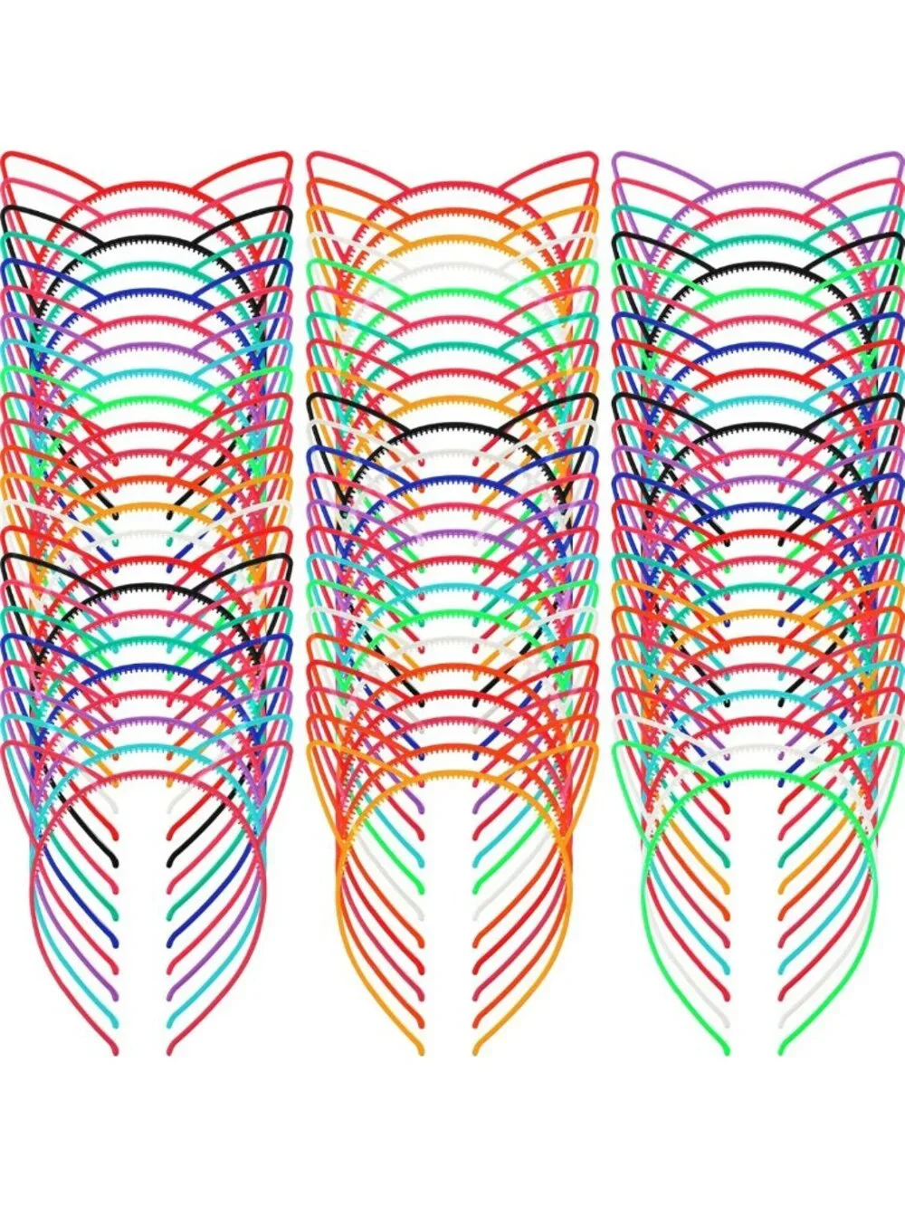 70 Pcs Cat Ears Headbands for Kids & Women - Colorful Halloween Hair Accessories